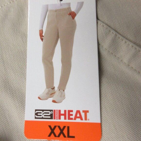 32 DEGREES Ladies Knit Twill Ankle Pants Sz XXL-20 Flat Front Tan Cream 2XL NWT - Picture 3 of 12